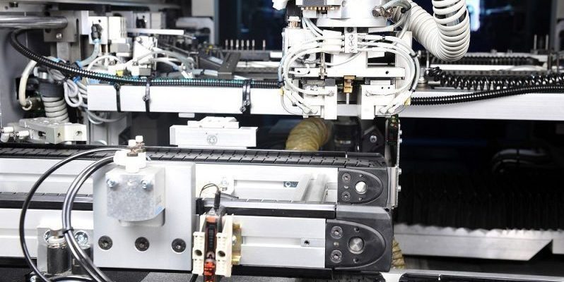 modern model of  industrial machine. inside view on details
