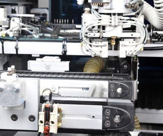 modern model of  industrial machine. inside view on details