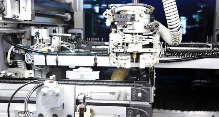 modern model of  industrial machine. inside view on details