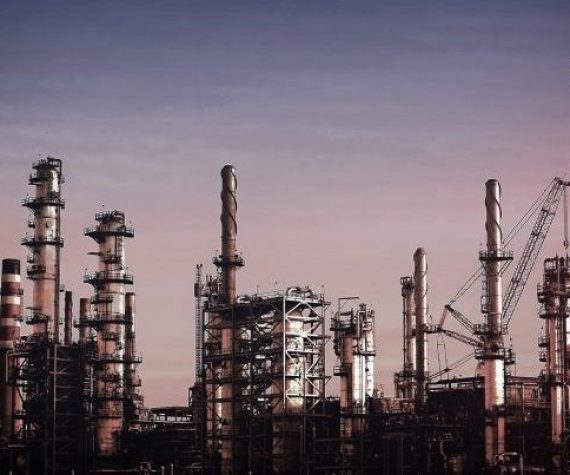 Oil Refinery at Dusk - Vivid Colors