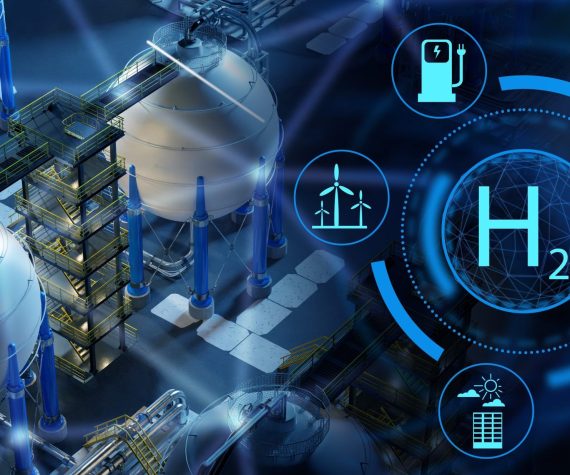 Hydrogen,Power,Plant,Top,View.,H2,Logo,Near,Factory.,Green